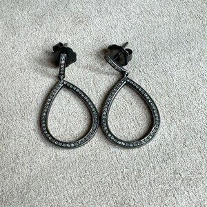 The Woods Silver with Pave Diamond Teardrop Earrings